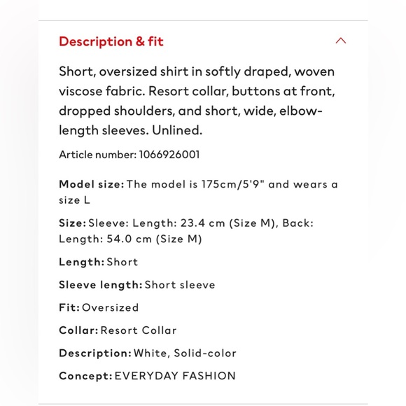 NWOT H&M Oversized Resort Shirt. XS - Picture 5 of 10